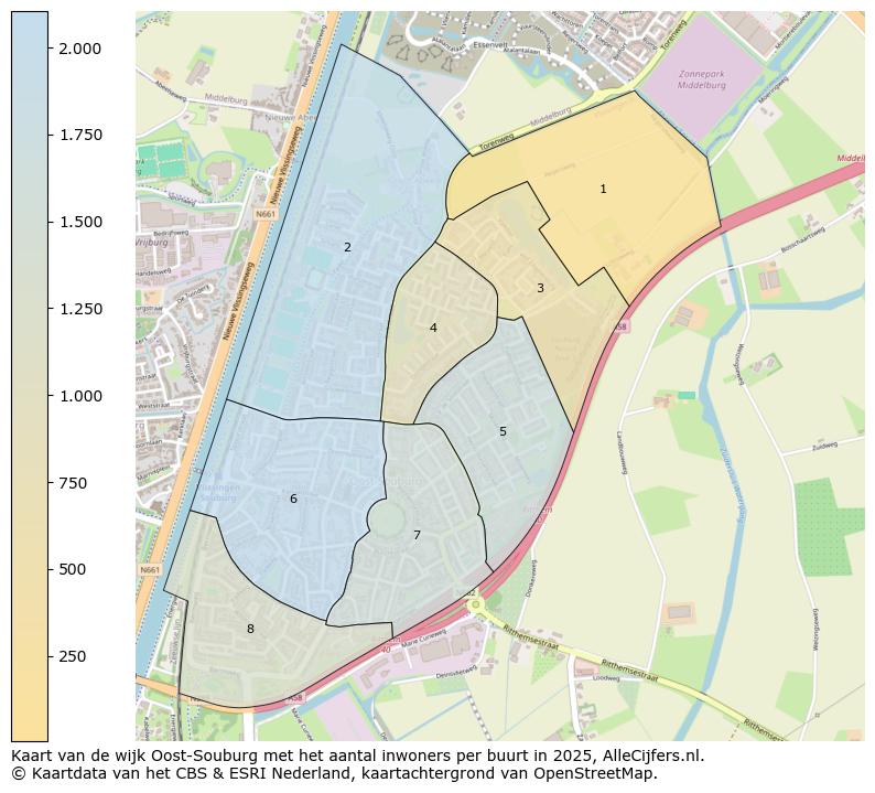 Afbeelding van de wijk Oost-Souburg op de kaart.
