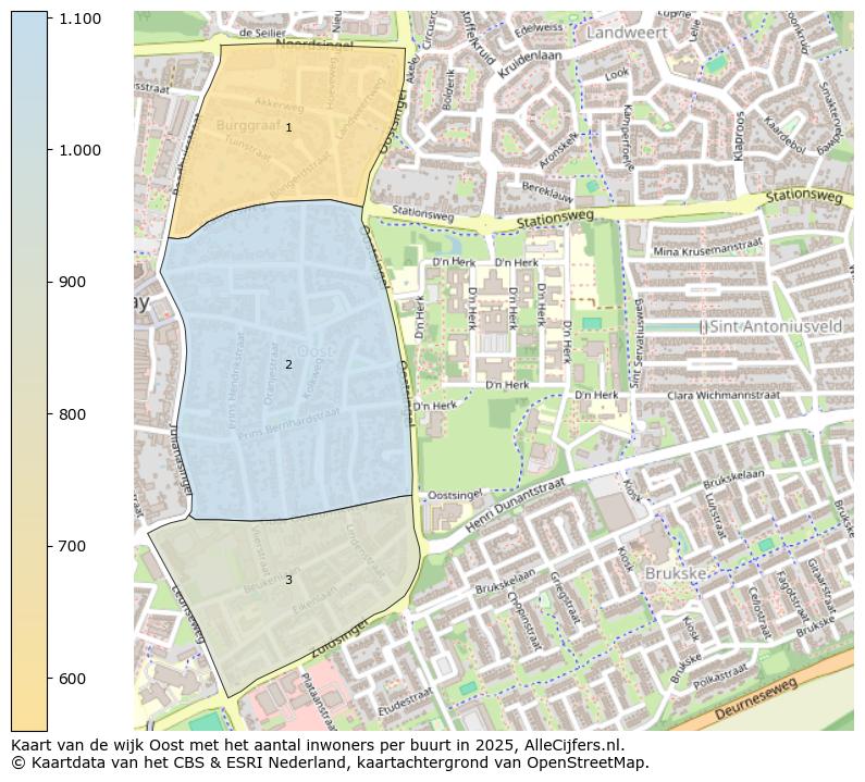 Afbeelding van de wijk Oost op de kaart.