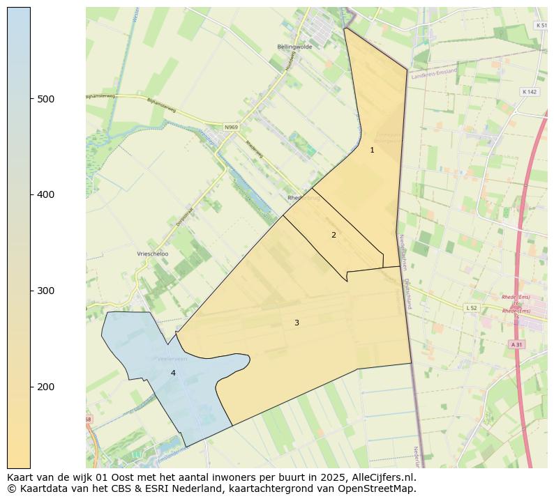 Afbeelding van de wijk Oost op de kaart.