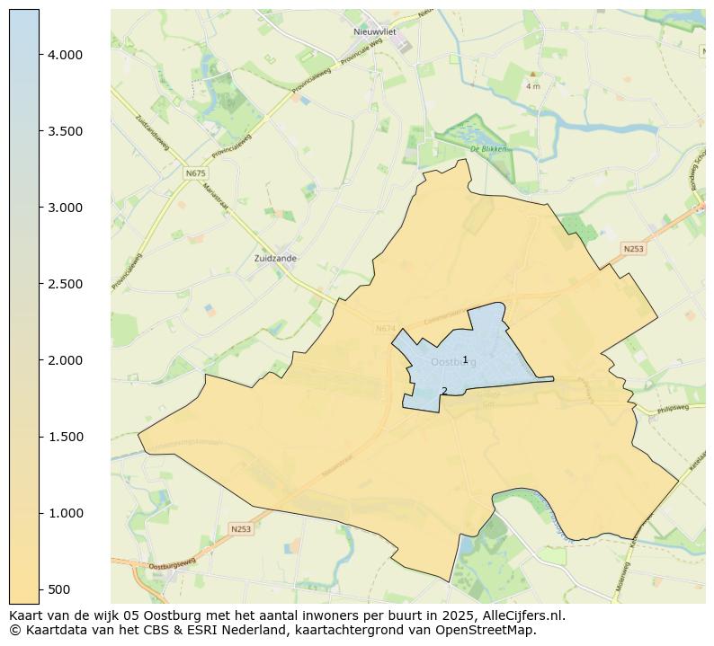 Afbeelding van de wijk Oostburg op de kaart.