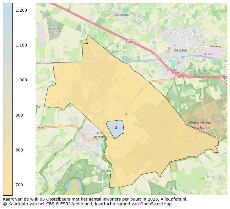 Afbeelding van de wijk Oostelbeers op de kaart.