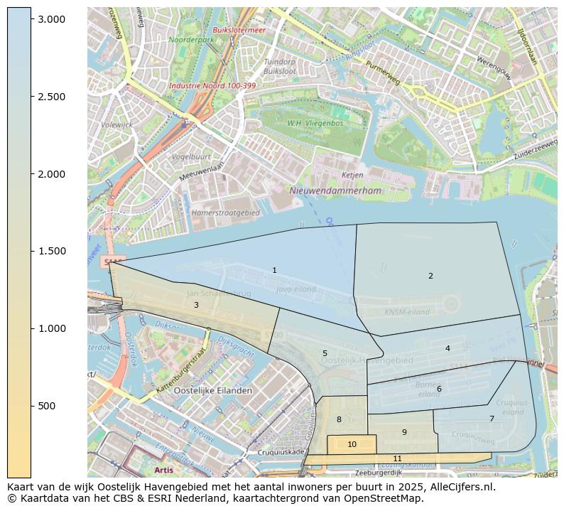 Afbeelding van de wijk Oostelijk Havengebied op de kaart.