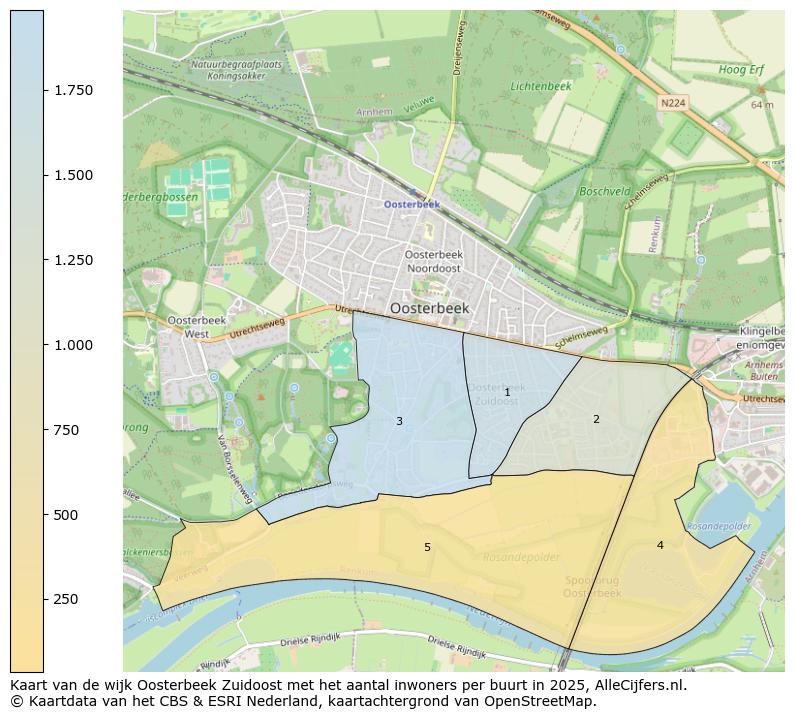 Afbeelding van de wijk Oosterbeek Zuidoost op de kaart.