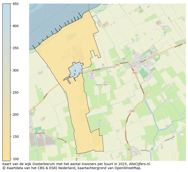Afbeelding van de wijk Oosterbierum op de kaart.