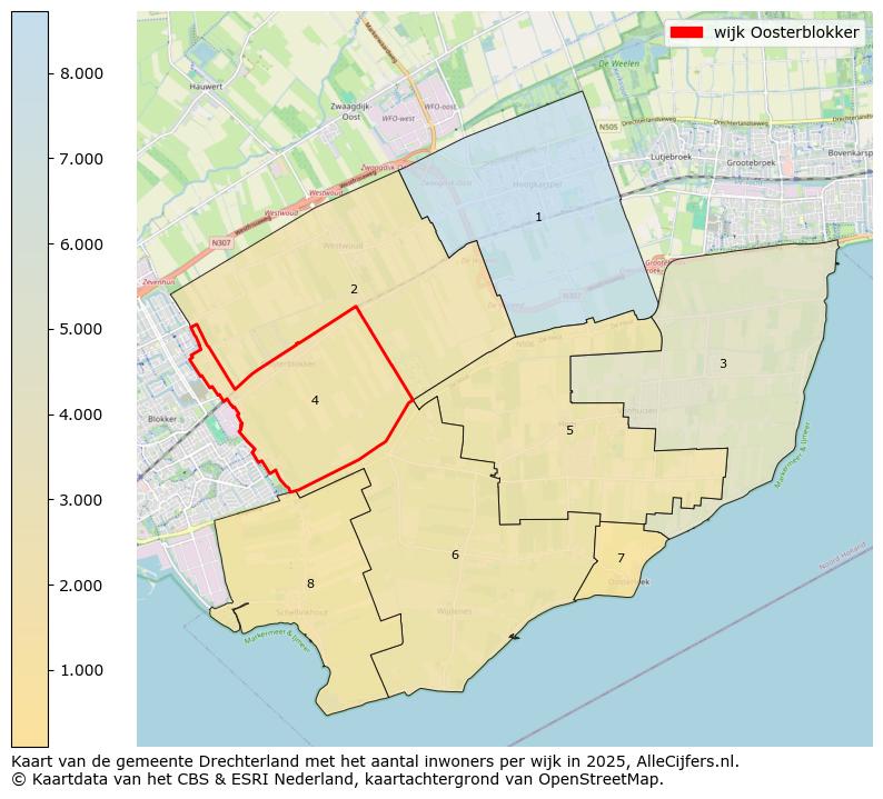 Afbeelding van de wijk Oosterblokker op de kaart.