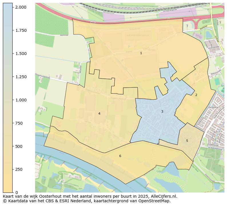 Afbeelding van de wijk Oosterhout op de kaart.