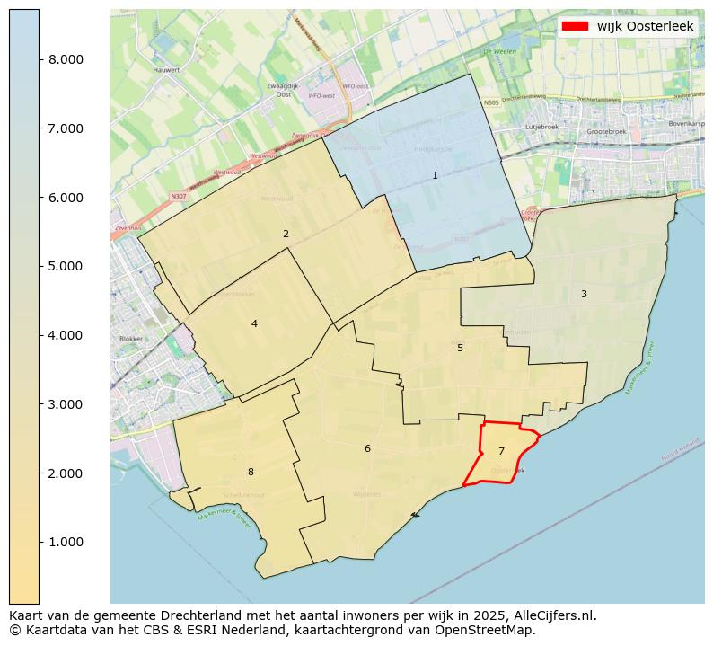 Afbeelding van de wijk Oosterleek op de kaart.