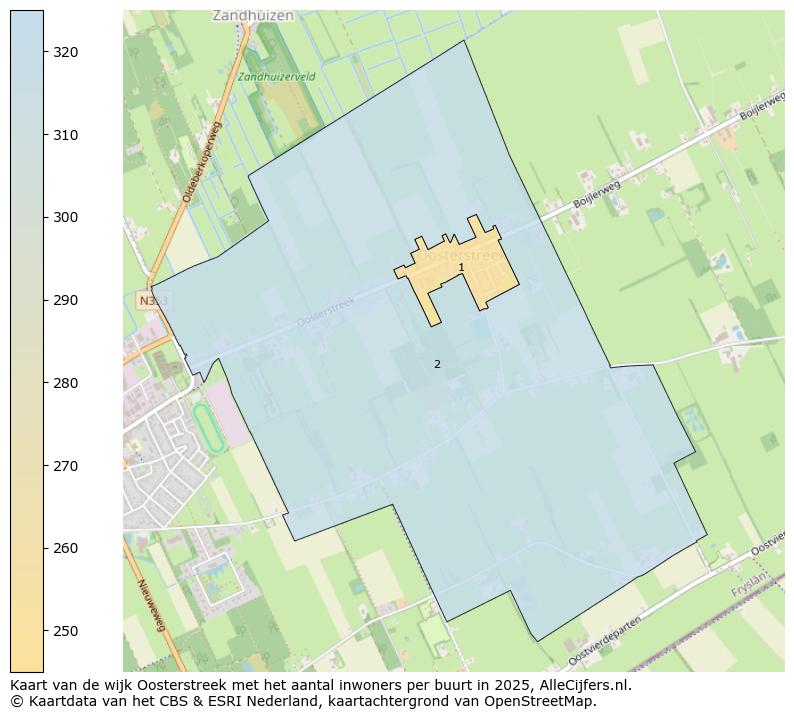 Afbeelding van de wijk Oosterstreek op de kaart.