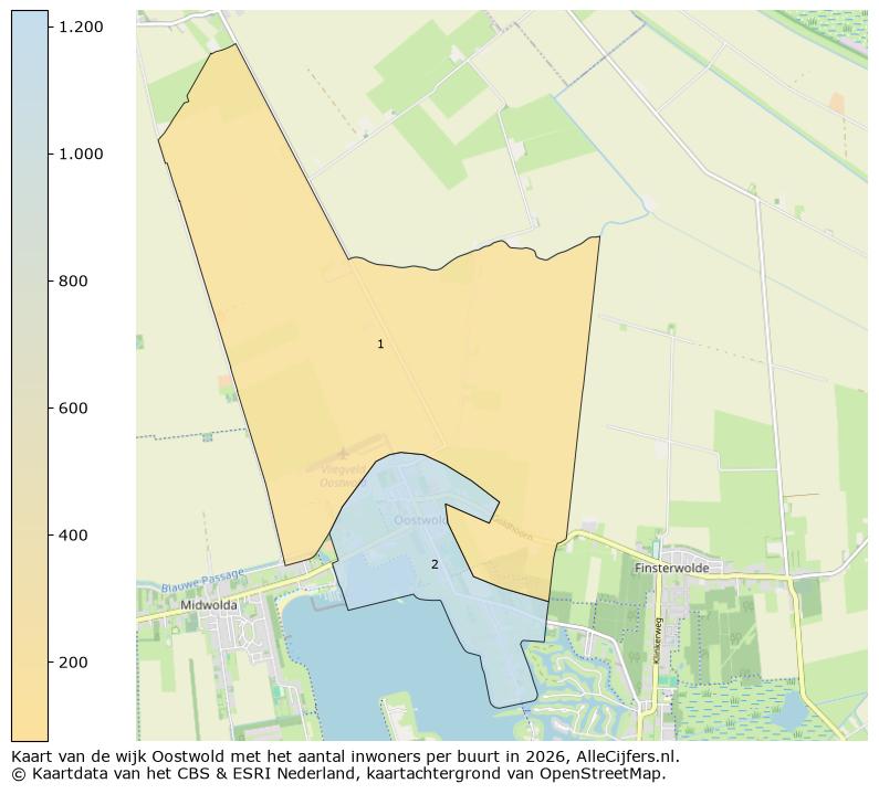 Afbeelding van de wijk Oostwold op de kaart.