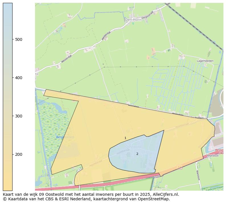 Afbeelding van de wijk Oostwold op de kaart.