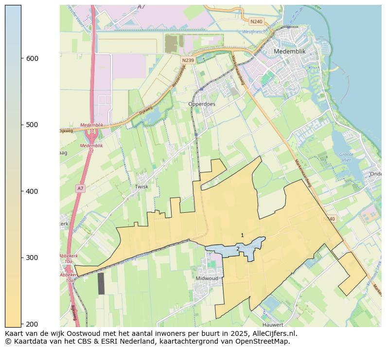 Afbeelding van de wijk Oostwoud op de kaart.