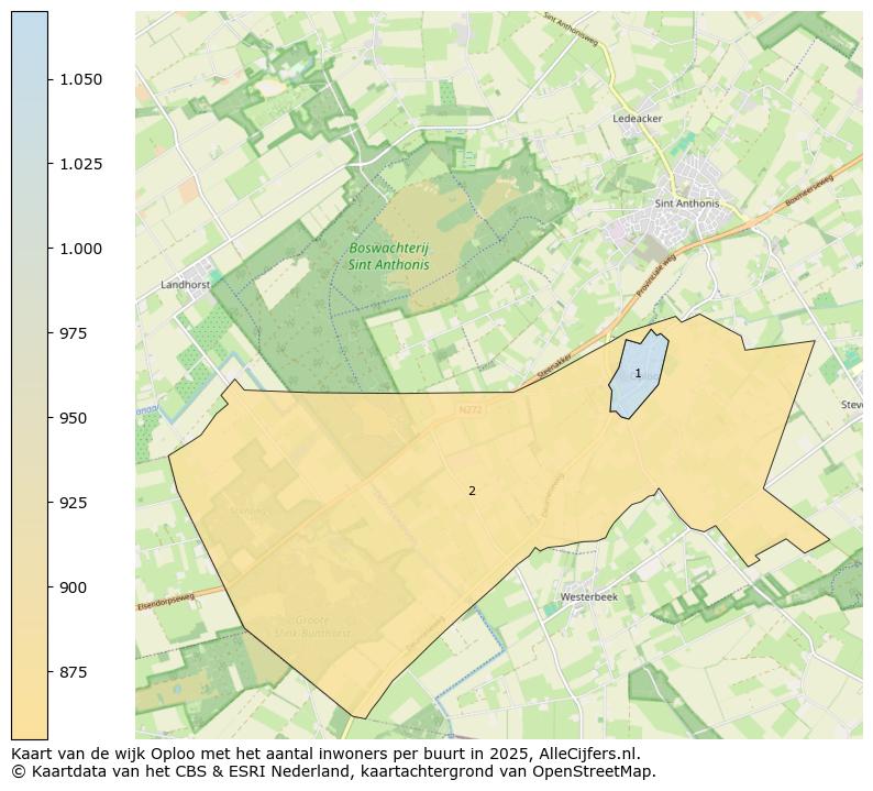 Afbeelding van de wijk Oploo op de kaart.