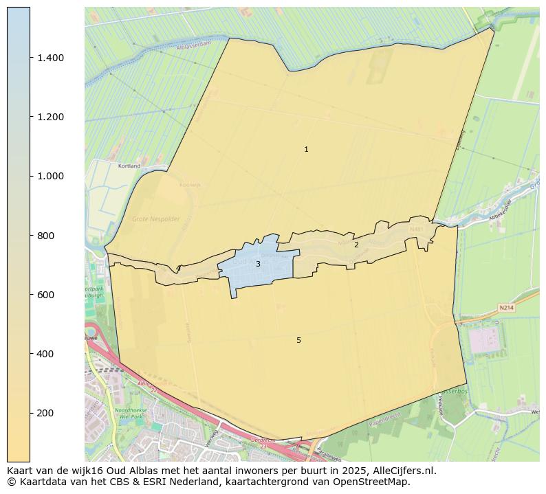 Afbeelding van de wijk Oud-Alblas op de kaart.