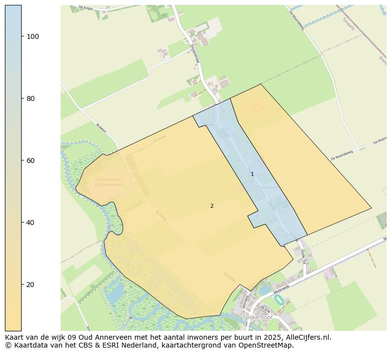 Afbeelding van de wijk Oud-Annerveen op de kaart.
