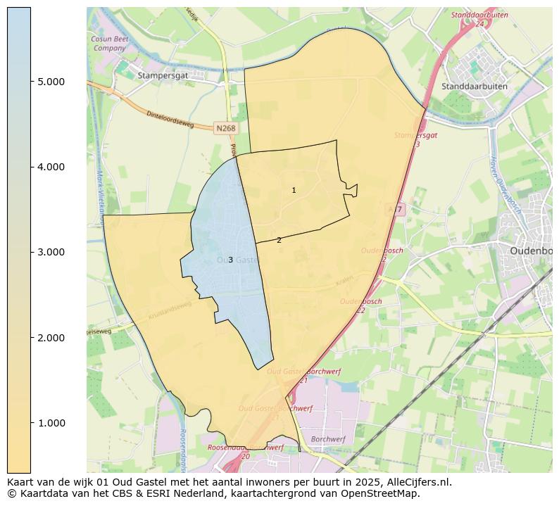 Afbeelding van de wijk Oud Gastel op de kaart.