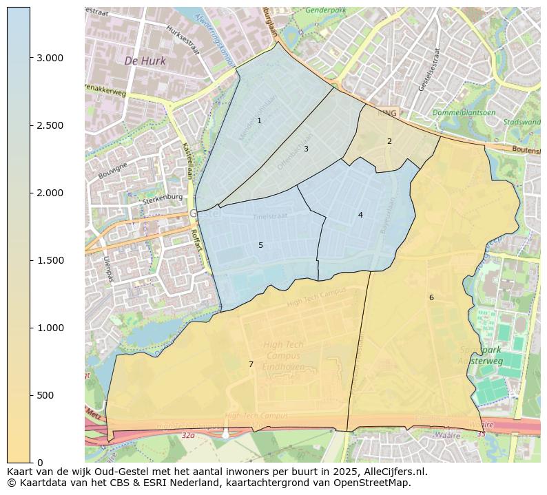 Afbeelding van de wijk Oud-Gestel op de kaart.