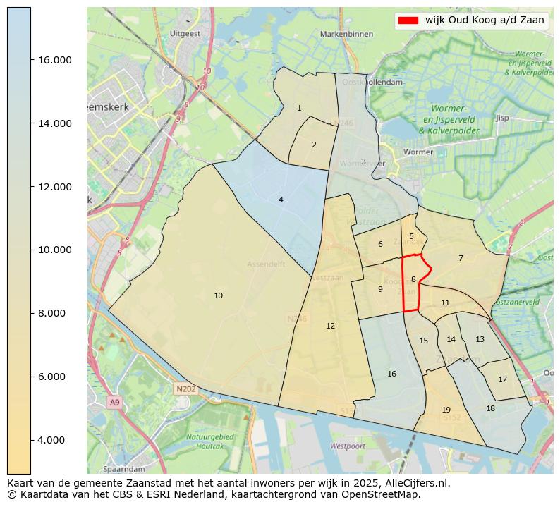 Afbeelding van de wijk Oud Koog a/d Zaan op de kaart.