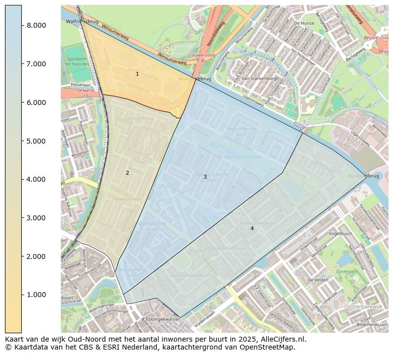 Afbeelding van de wijk Oud-Noord op de kaart.