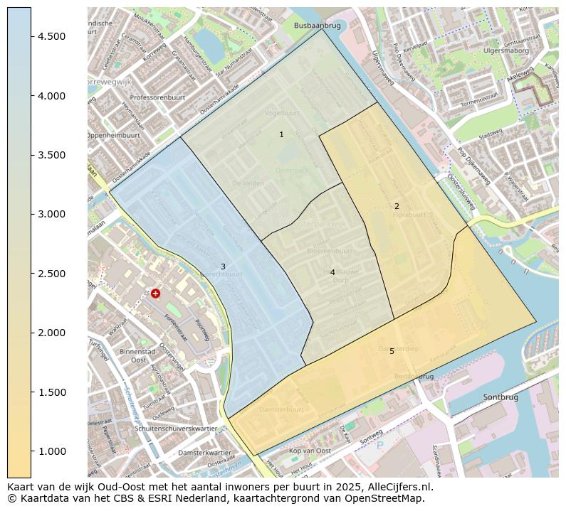 Afbeelding van de wijk Oud-Oost op de kaart.
