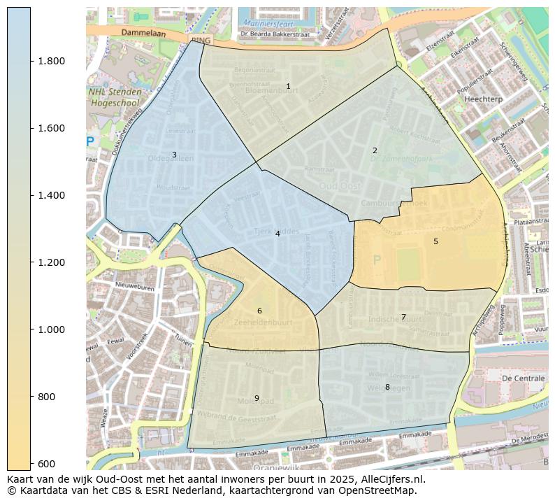 Afbeelding van de wijk Oud-Oost op de kaart.
