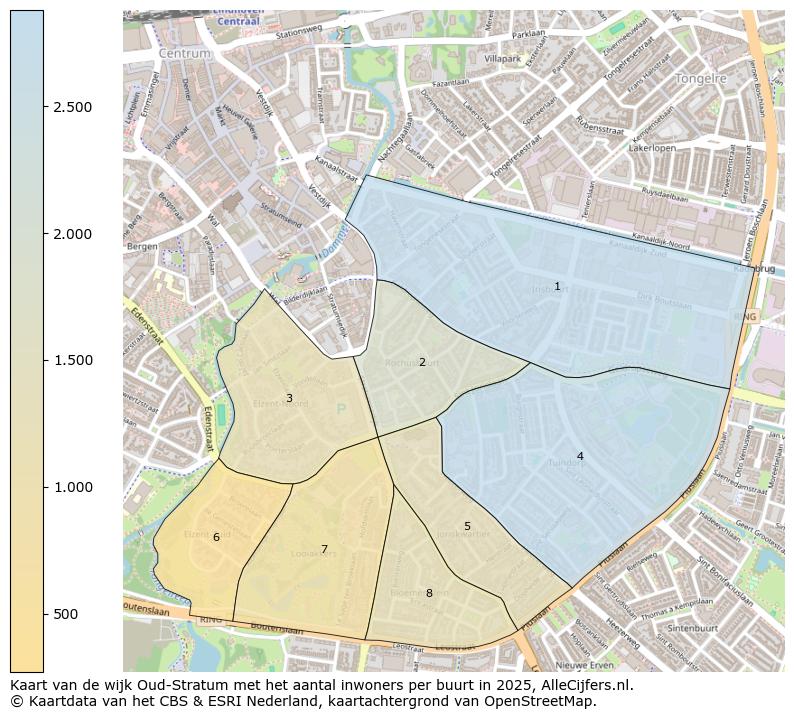 Afbeelding van de wijk Oud-Stratum op de kaart.