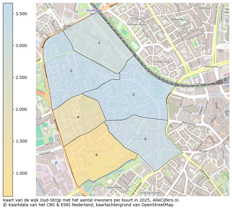Afbeelding van de wijk Oud-Strijp op de kaart.