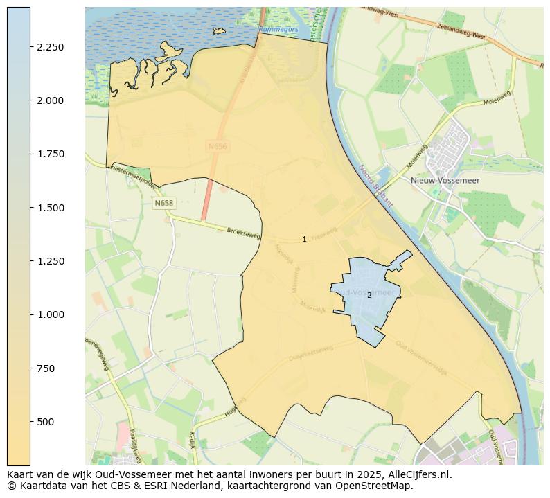 Afbeelding van de wijk Oud-Vossemeer op de kaart.