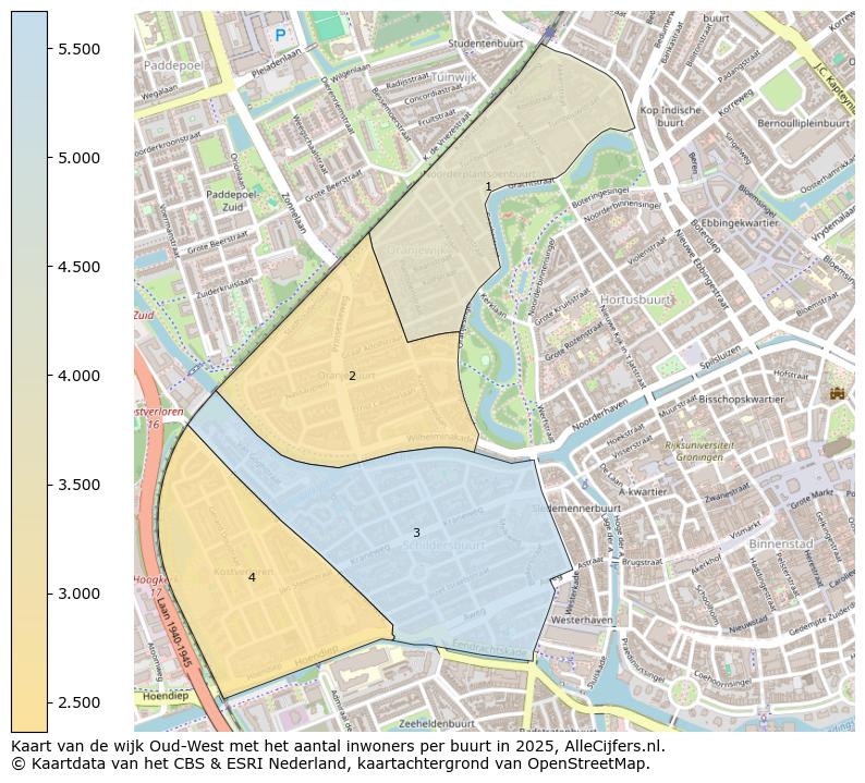 Afbeelding van de wijk Oud-West op de kaart.