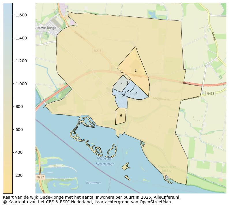 Afbeelding van de wijk Oude-Tonge op de kaart.