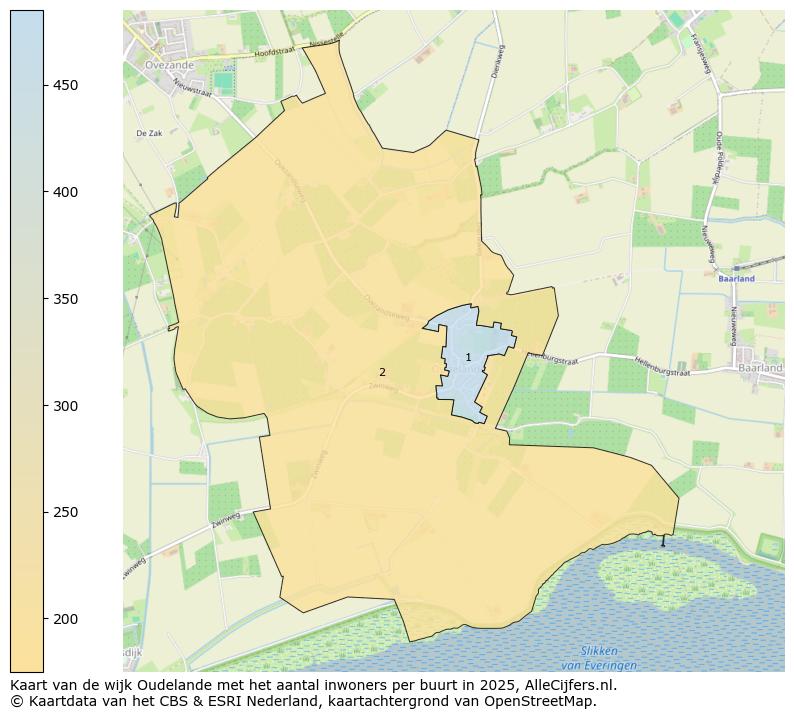 Afbeelding van de wijk Oudelande op de kaart.