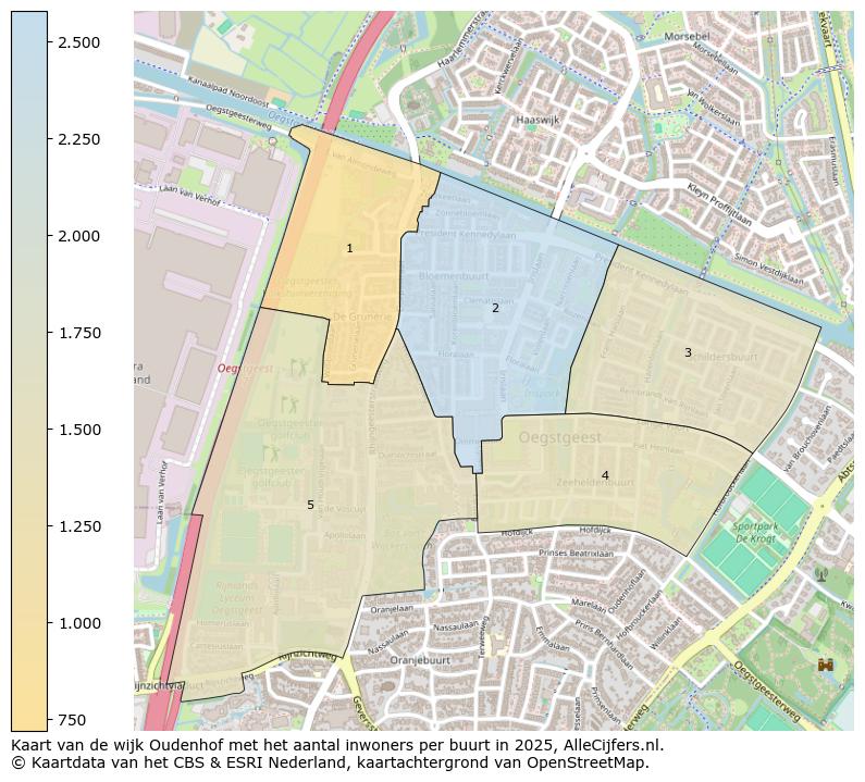 Afbeelding van de wijk Oudenhof op de kaart.