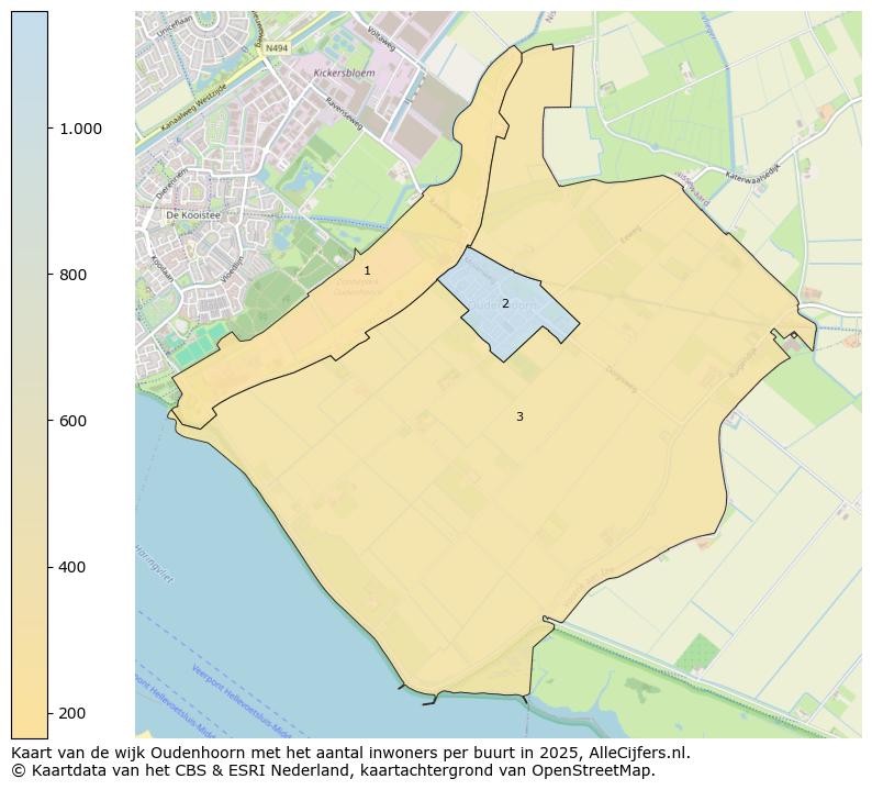Afbeelding van de wijk Oudenhoorn op de kaart.