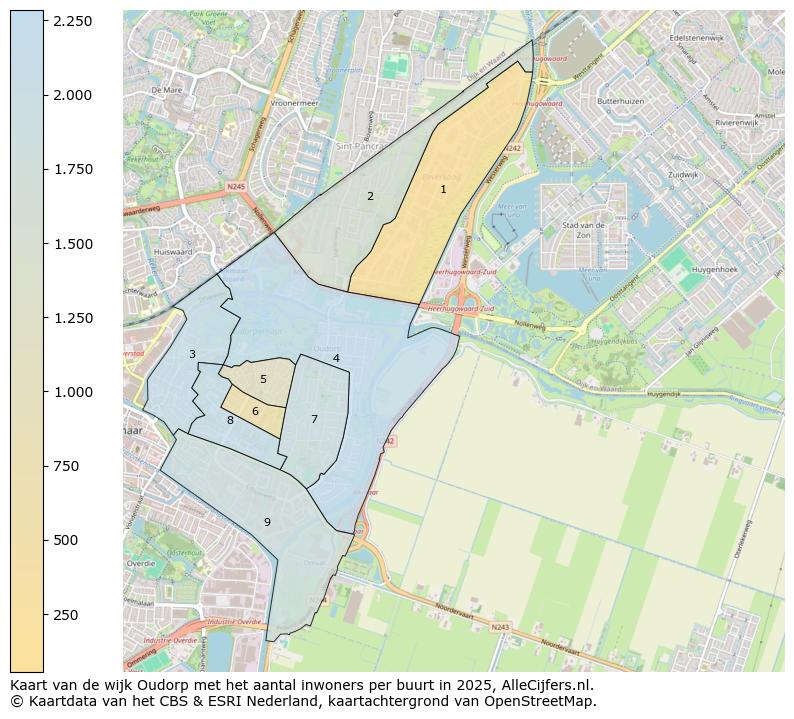 Afbeelding van de wijk Oudorp op de kaart.