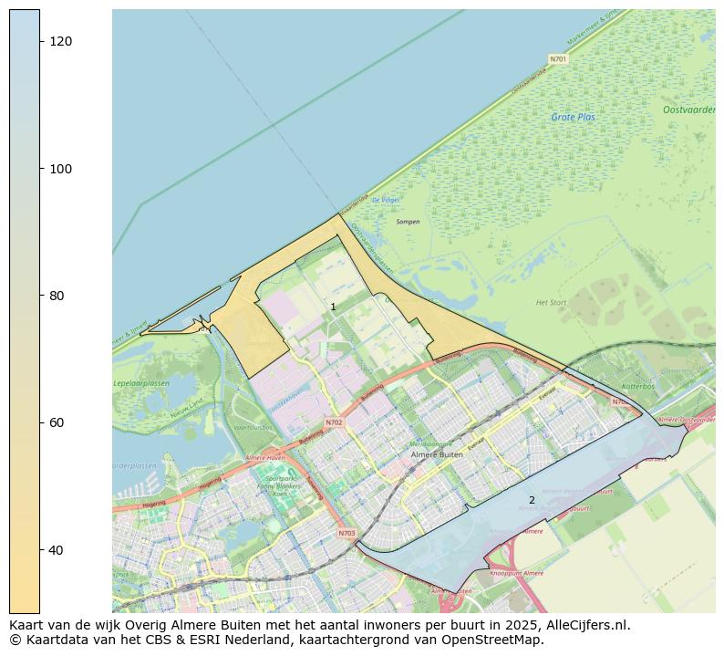Afbeelding van de wijk Overig Almere Buiten op de kaart.