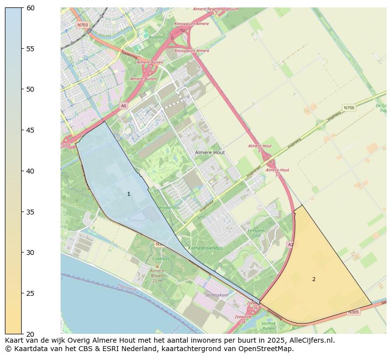 Afbeelding van de wijk Overig Almere Hout op de kaart.