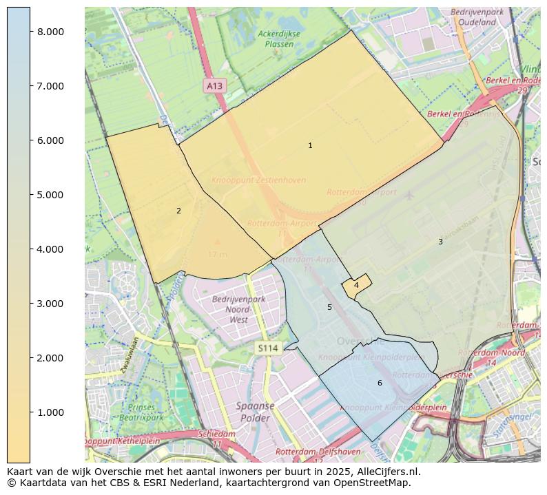 Afbeelding van de wijk Overschie op de kaart.