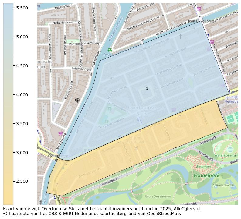 Afbeelding van de wijk Overtoomse Sluis op de kaart.