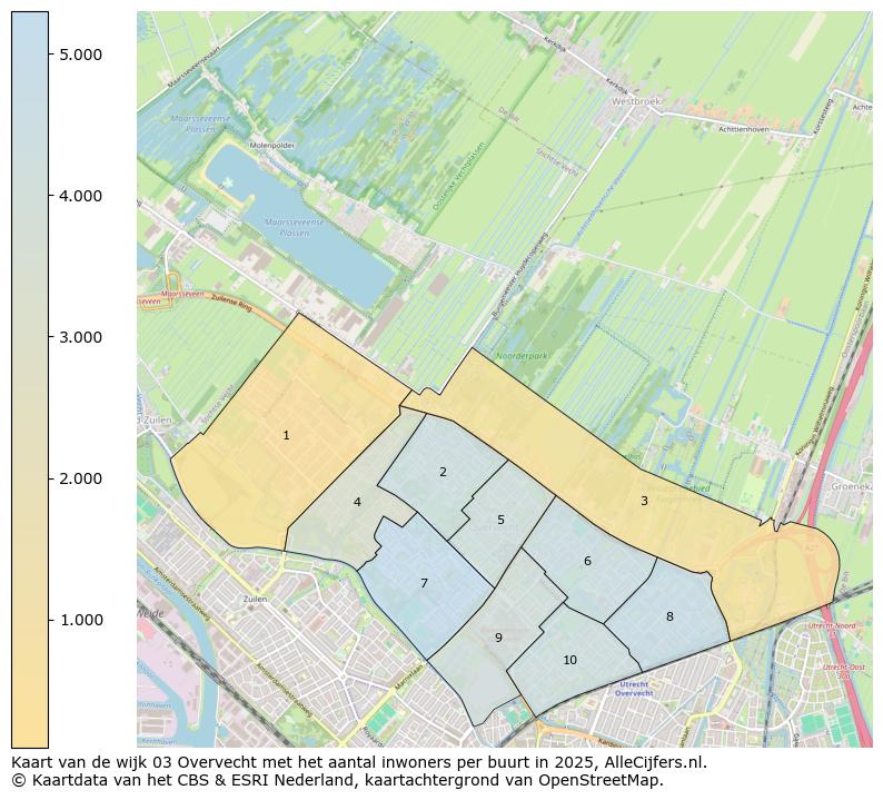 Afbeelding van de wijk Overvecht op de kaart.