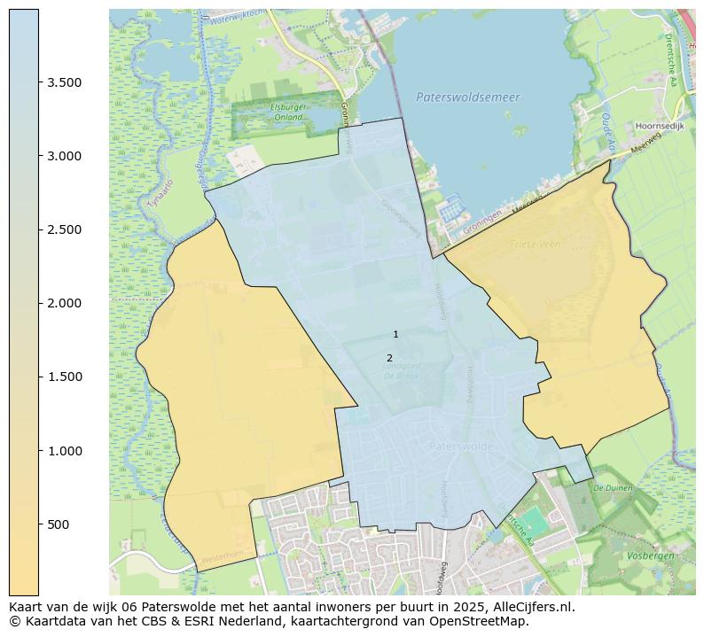 Afbeelding van de wijk Paterswolde op de kaart.