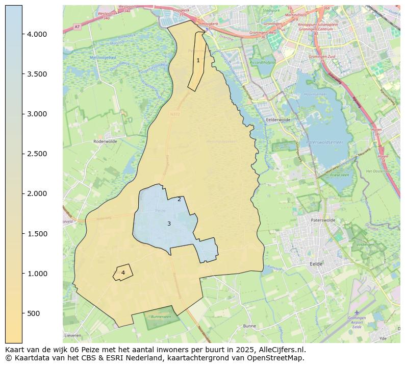 Afbeelding van de wijk Peize op de kaart.
