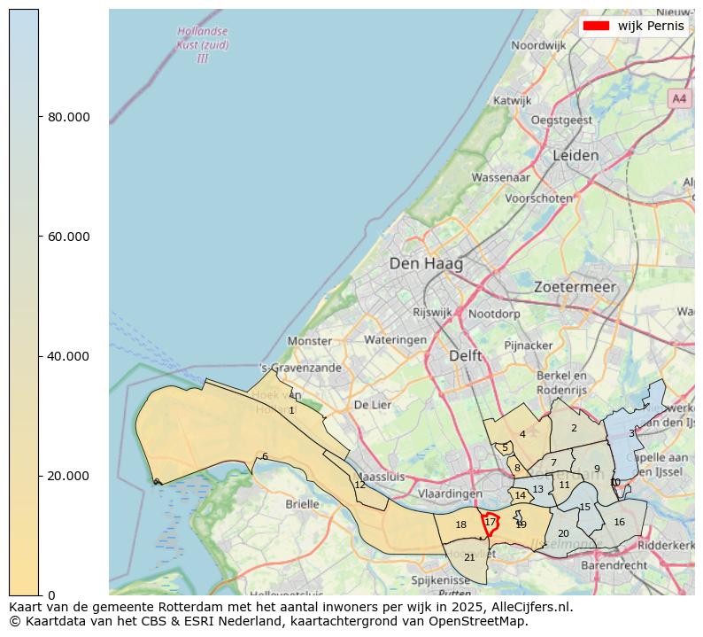 Afbeelding van de wijk Pernis op de kaart.