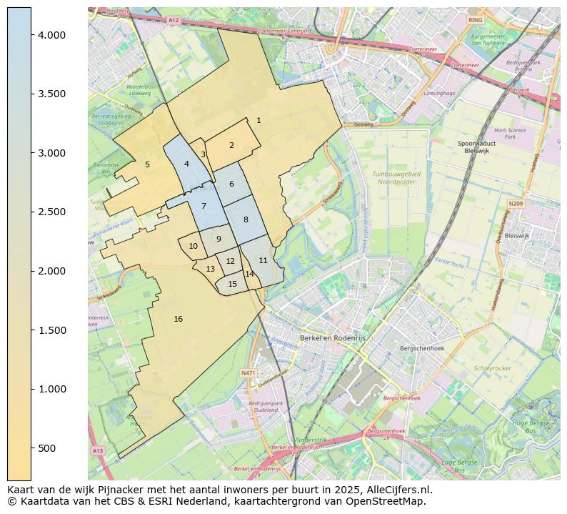 Afbeelding van de wijk Pijnacker op de kaart.