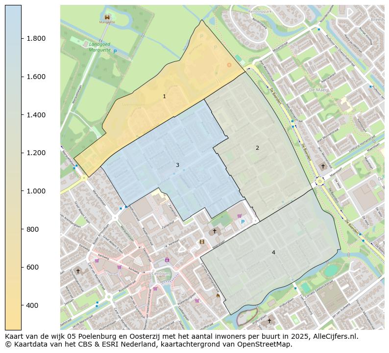 Afbeelding van de wijk Poelenburg en Oosterzij op de kaart.
