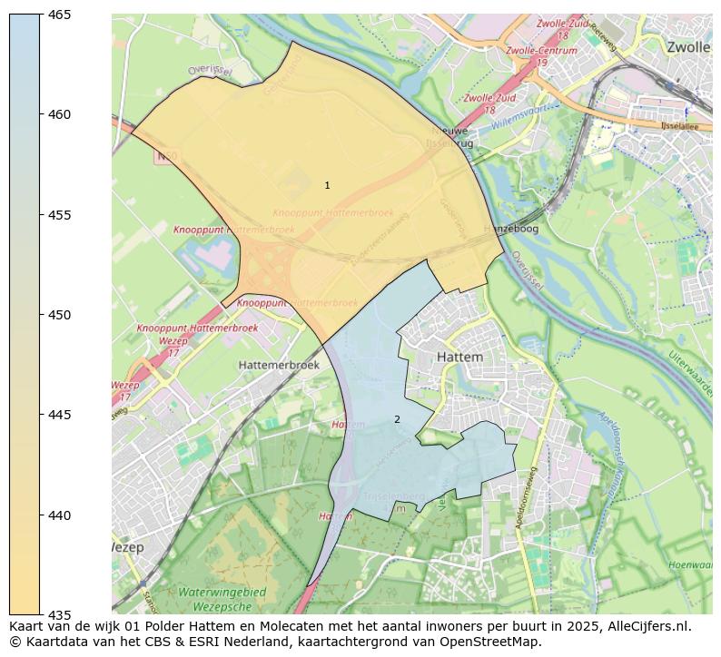 Afbeelding van de wijk Polder Hattem en Molecaten op de kaart.