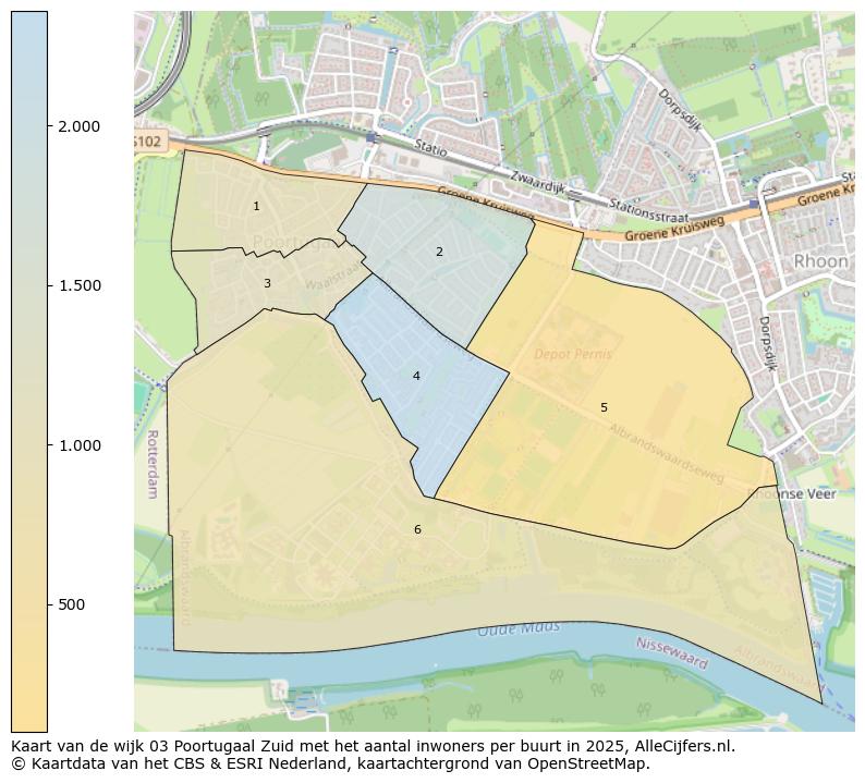Afbeelding van de wijk Poortugaal-Zuid op de kaart.