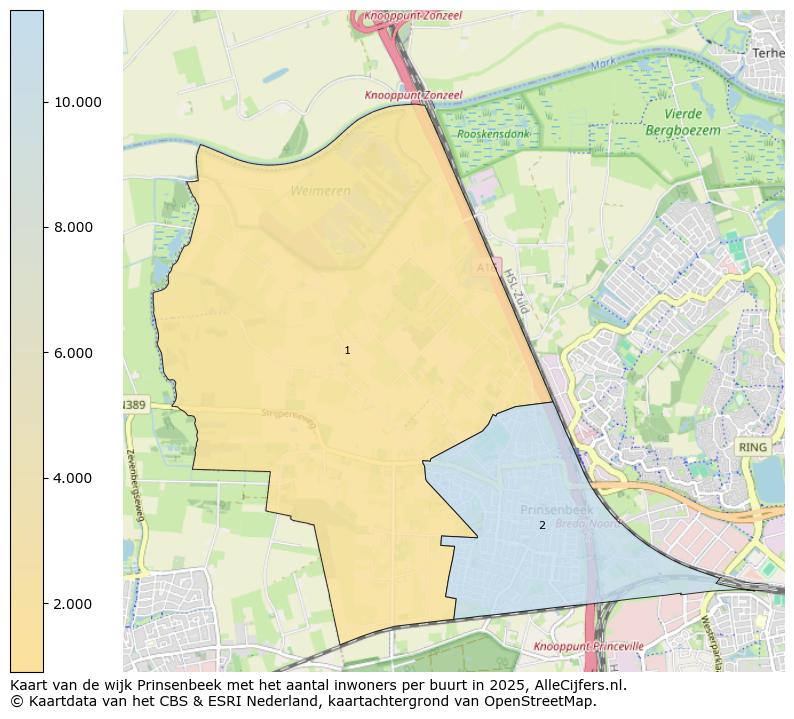 Afbeelding van de wijk Prinsenbeek op de kaart.