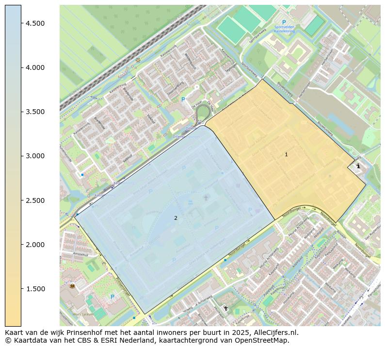 Afbeelding van de wijk Prinsenhof op de kaart.