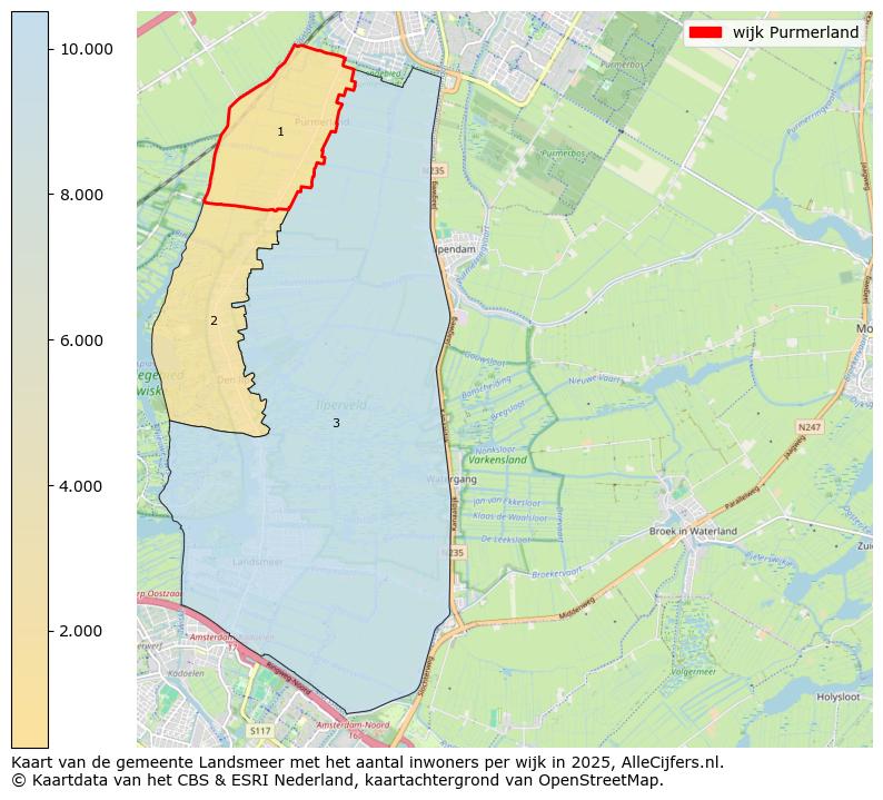 Afbeelding van de wijk Purmerland op de kaart.