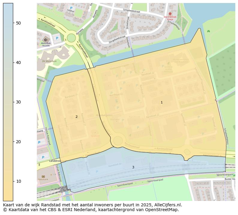 Afbeelding van de wijk Randstad op de kaart.