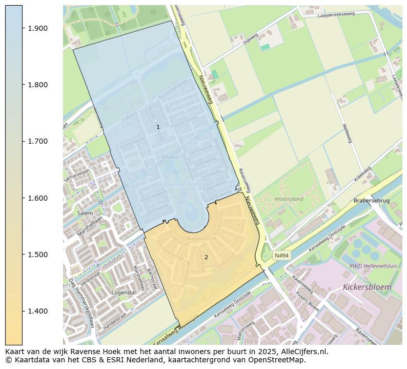 Afbeelding van de wijk Ravense Hoek op de kaart.